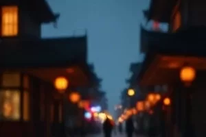 《廊下听雨》屋檐滴水与石板路特写